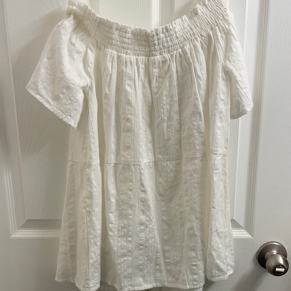 NWT Anthropologie Lucille Off-The-Shoulder Boho White Button Down Blouse Size M - Picture 13 of 13